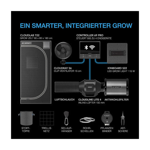AC Infinity Advance Grow Zelt-System, 60x60x180cm - 420GEEKS
