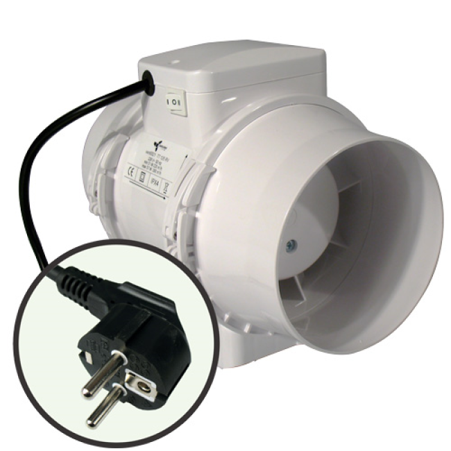 Ventilution Mixed In-Line, 220/280 m³/h, 125 mm, mit Schuko