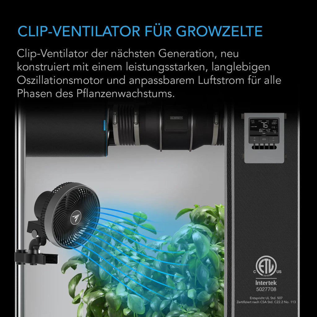 CLOUDRAY S6, Growzelt-Clipventilator 150 mm, EC-Motor, automatische Oszillation, 10-stufigen dynamischen Windmodi und Lüftergeschwindigkeiten - 420GEEKS